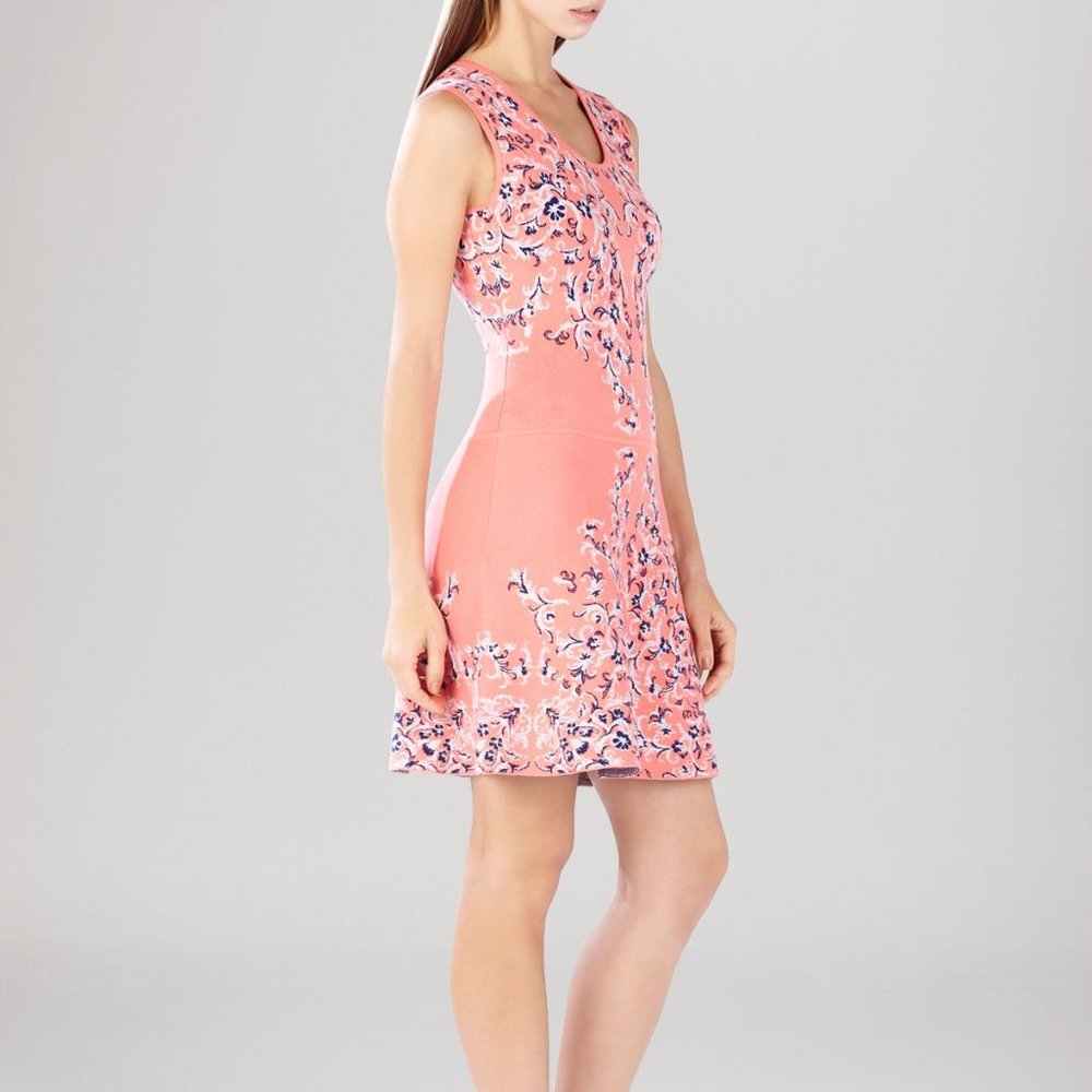 BCBGMAXAZRIA Wilma Floral Knit Jacquard Dress